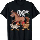 Funny Kids Farmer Gift Horse Cow Chicken Farm Animal T-Shirt