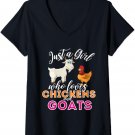 Womens Just A Girl Who Loves Chickens And Goats - Funny Farming V-Neck T-Shirt