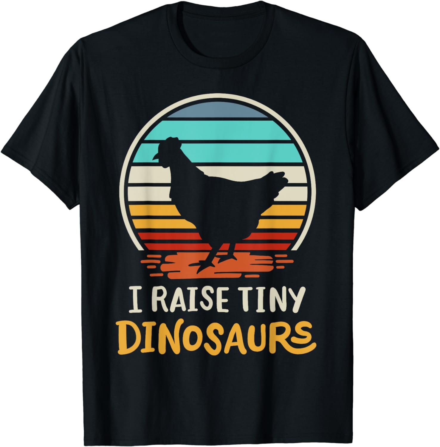 I Raise Tiny Dinosaurs Vintage Retro 70S Chicken Silhouette T-Shirt