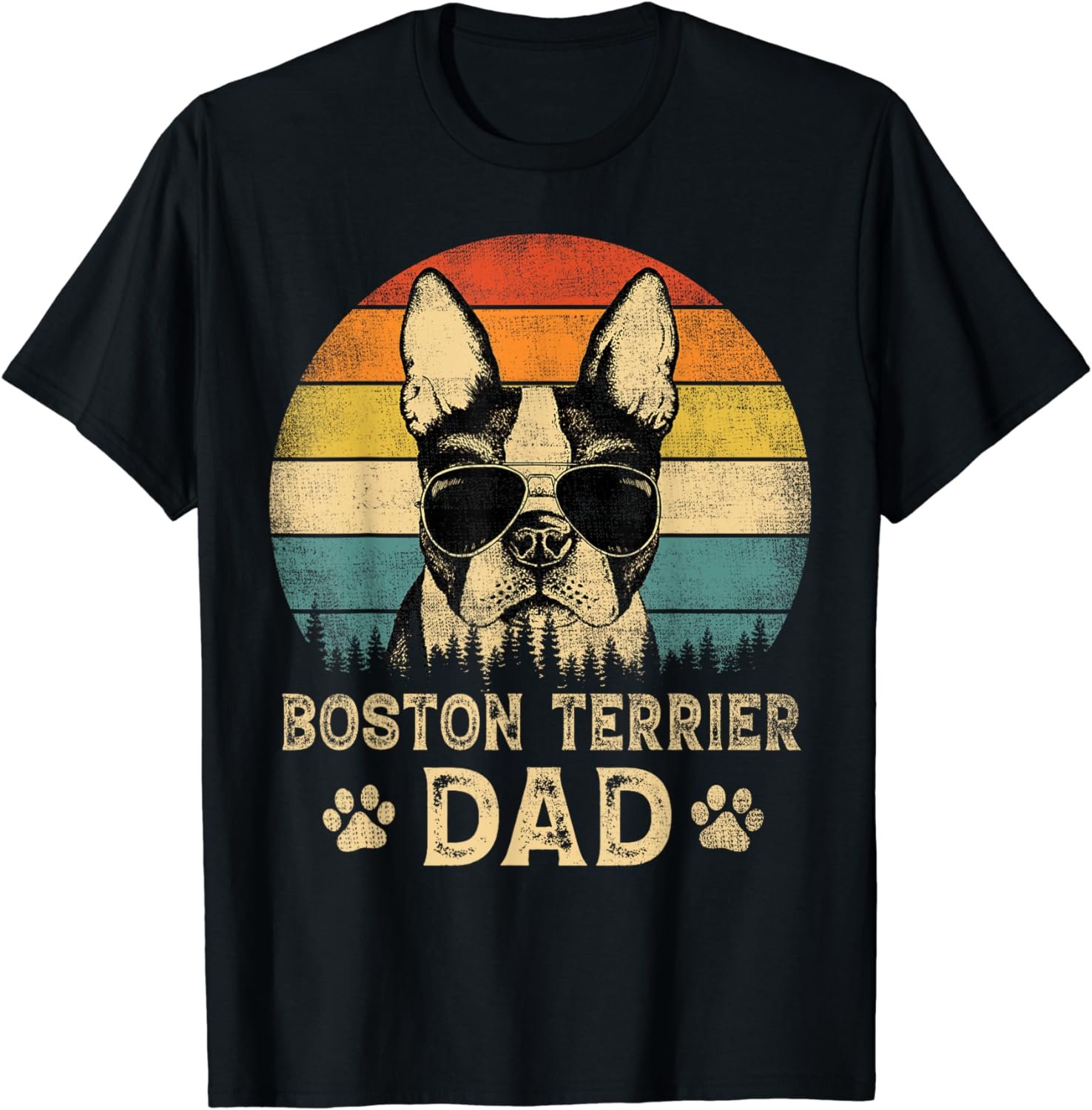Vintage Boston Terrier Dad Dog Lovers Father's Day Tee T-Shirt