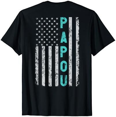 Papou Funny Fathers Day Vintage Patriotic American Flag T-Shirt