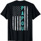 Papou Funny Fathers Day Vintage Patriotic American Flag T-Shirt
