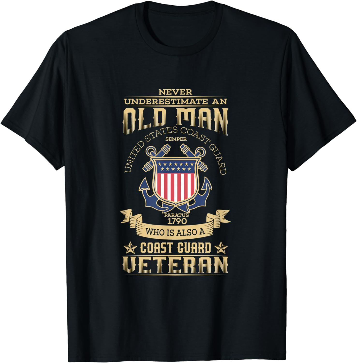 Mens Never Underestimate An Old Man | Coast Guard Gift Shirt