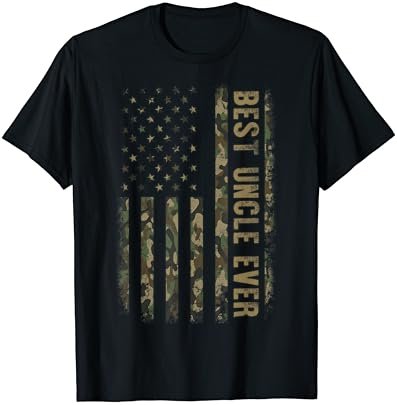 Best Uncle Ever Camouflage American Flag Father's Day T-Shirt