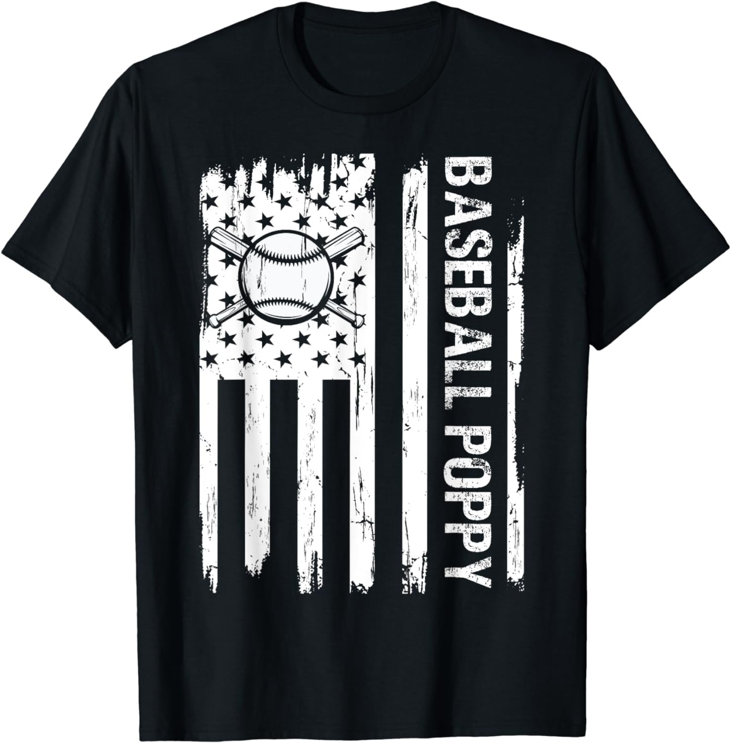 Baseball Poppy USA Flag Father's Day Baseball Poppy T-Shirt