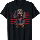 Dachshund USA Flag 4th Of July Dog Dad Father's Day T-Shirt
