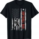 Softball Dad American Flag Father's Day 4th Of July Gift T-Shirt