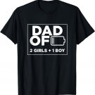 Dad of 2 Girls 1 Boy Shirt Fathers Day Gift for Dad Men Tee T-Shirt
