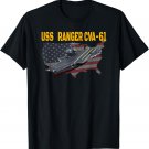 Aircraft Carrier USS Ranger CVA-61 Veterans Day Father's Day T-Shirt