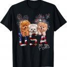 T-Shirt Patriotic America Pomeranian Puppy USA Dog Fireworks