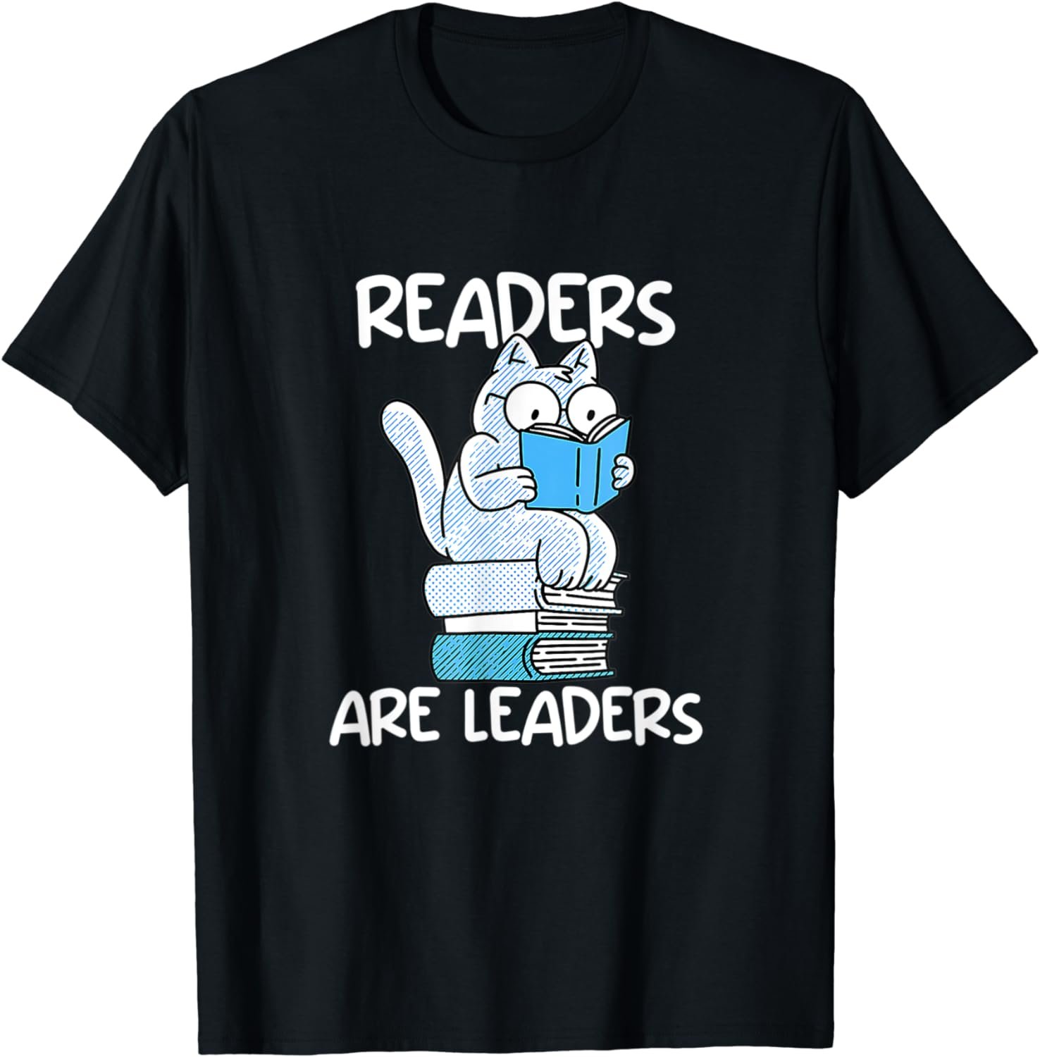 Cute Cat Book Reading Readers Are Leaders Librarian Reader T-Shirt