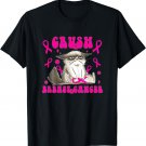 Cute Cat Crush Breast Cancer Pink Ribbon Retro Support T-Shirt