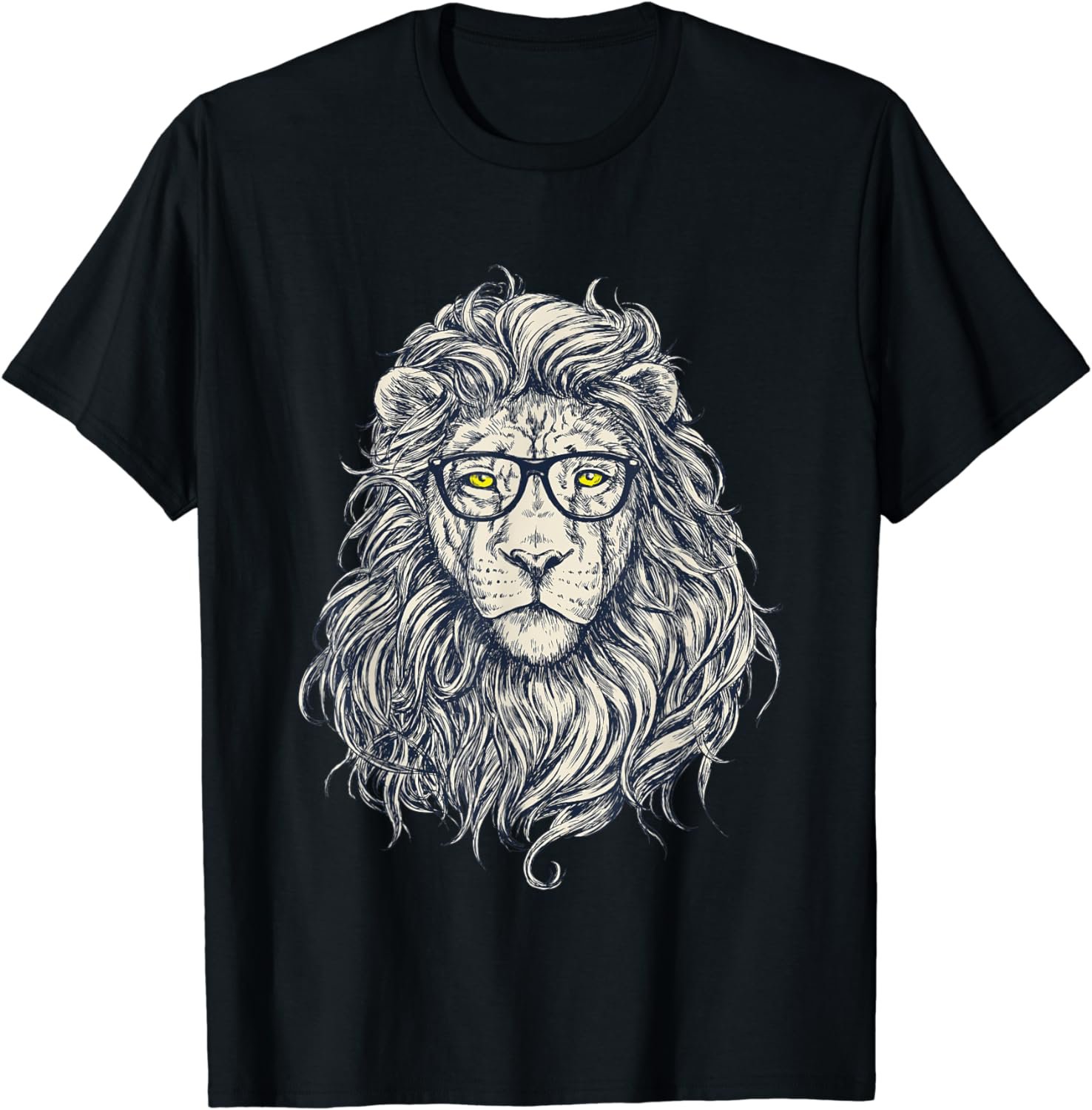 T-Shirt, Gorgeous Mane Nerd Lion, Eyeglass