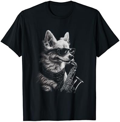 Dog Playing Saxophone Cute Graphic Tees Men Women Boys Girls T-Shirt