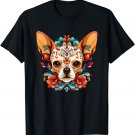 Mexican Sugar Skull Chihuahua Floral Flower Cute Graphic T-Shirt