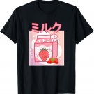 Cute Pink Strawberry Milk Japanese Kawaii Retro 90s Anime T-Shirt