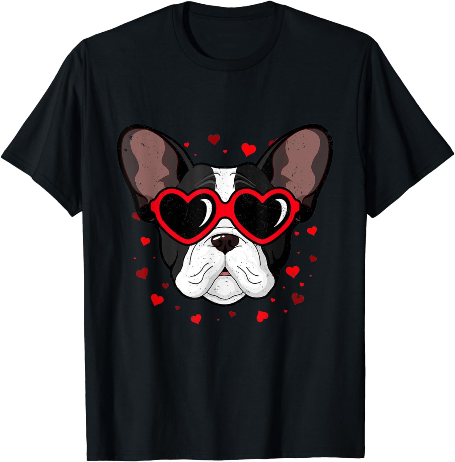 Boston Terrier Valentine Cute Dog Sunglasses Lovers T-Shirt