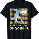 Happy 100th Day Of School Shark Funny Teacher Student Kids T-Shirt