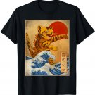 Funny Cute Cat Japanese Art Sunset Cat Lover Vintage Gift T-Shirt