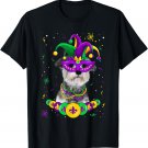 Schnauzer Dog Lover Mardi Gras Carnival Funny Mask Beads T-Shirt
