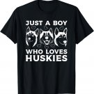Just A Boy Who Loves Huskies Dog Owner Men Cute Pet Husky T-Shirt