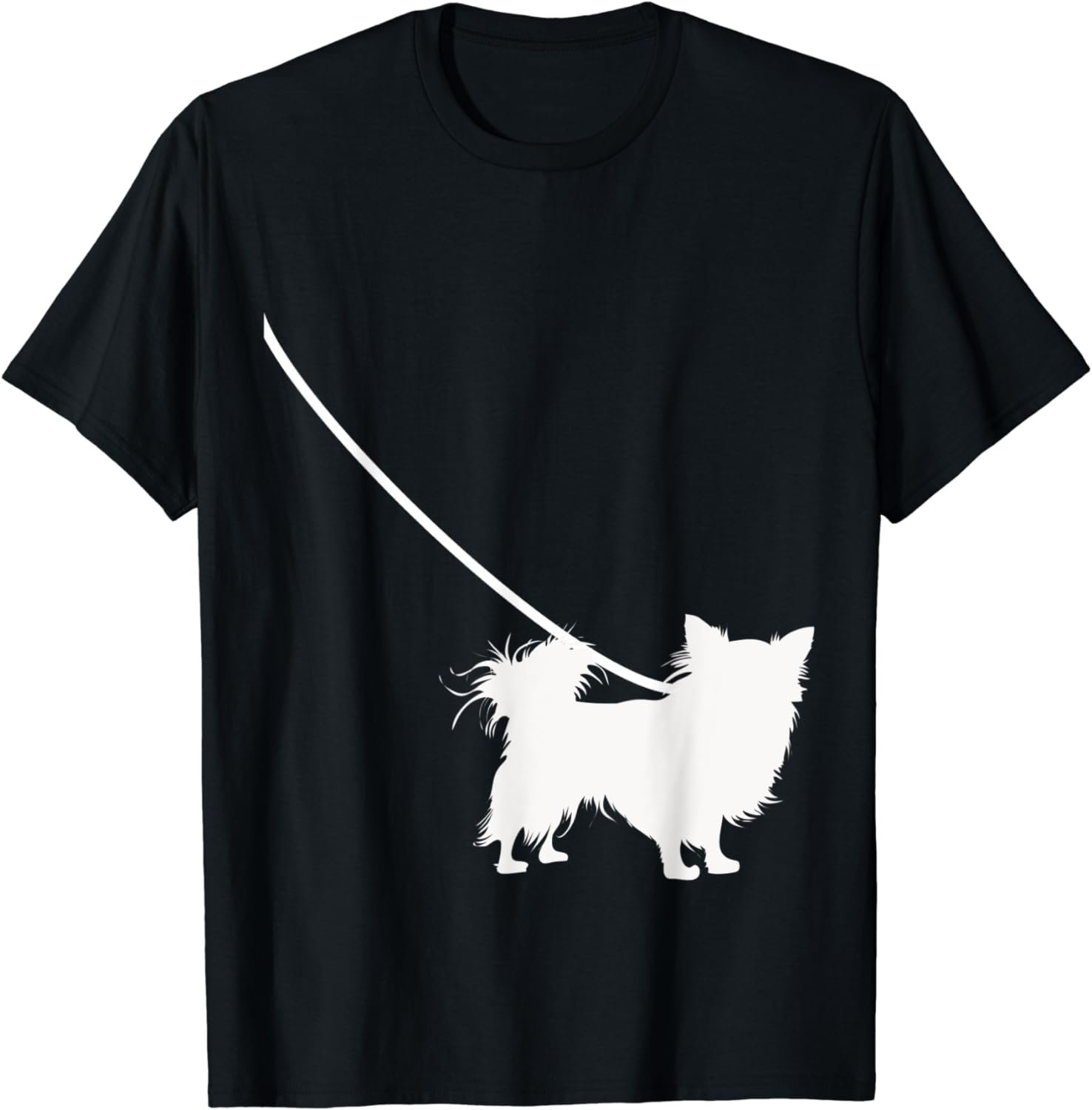 Long Haired Chihuahua on a Leash - Cute Funny Dog Pet T-Shirt