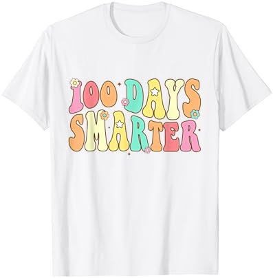 100 Days Smarter Happy 100th Day Of School Groovy Boy Girl T-Shirt