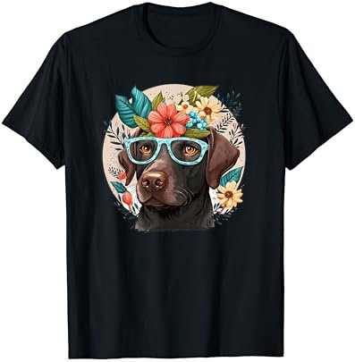 Cute Cottagecore Aesthetic Floral Labrador Dog | Girls Woman T-Shirt