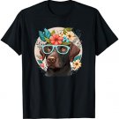 Cute Cottagecore Aesthetic Floral Labrador Dog | Girls Woman T-Shirt