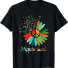 Women Daisy Flower Peace Sign Hippie Soul Hippy T-Shirt