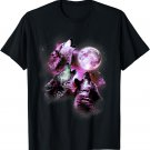 Colorful Cute Pink Howling Wolf Moon Galaxy Shirt