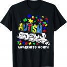 Autism Awareness Month Puzzle Train Cute Autistic Aware Art T-Shirt
