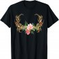 Rustic Deer Antlers Beautiful Flowers Cute BOHO Love Gift T-Shirt