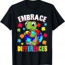Cute Autism Turtle Puzzle Shell Autism Embrace Differences T-Shirt