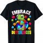 Cute Autism Turtle Puzzle Shell Autism Embrace Differences T-Shirt