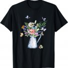 Cute Water Pitcher Bee Butterfly Wildflower Cottagecore T-Shirt