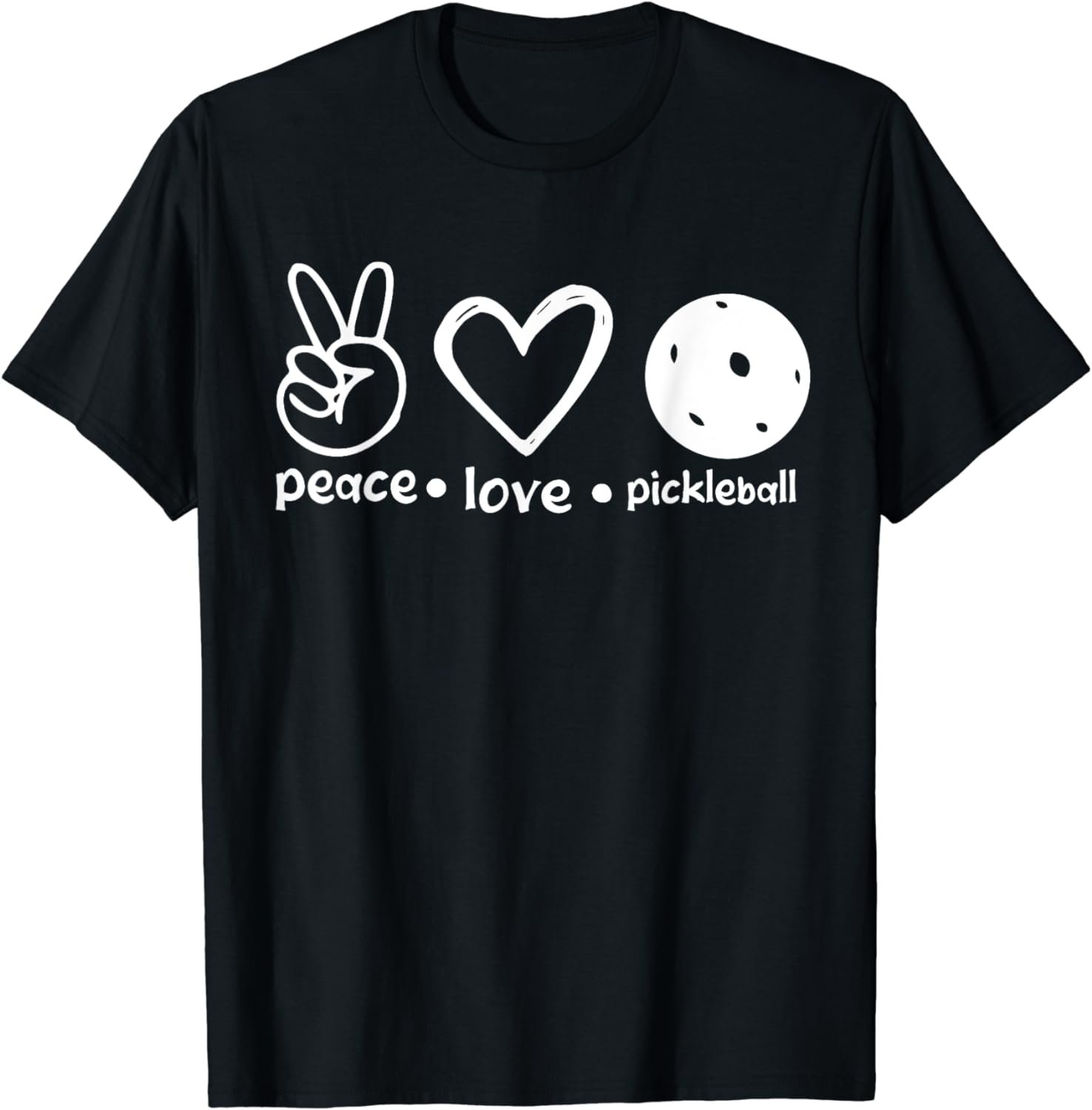 Cute Peace Love Pickleball Player Funny Pickle Ball Lover T-Shirt