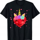 Cute Unicorn Heart Valentines Day Girls Kids T-Shirt