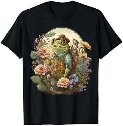 Cute Cottagecore Floral Frog Aesthetic Girls Women Graphic T-Shirt
