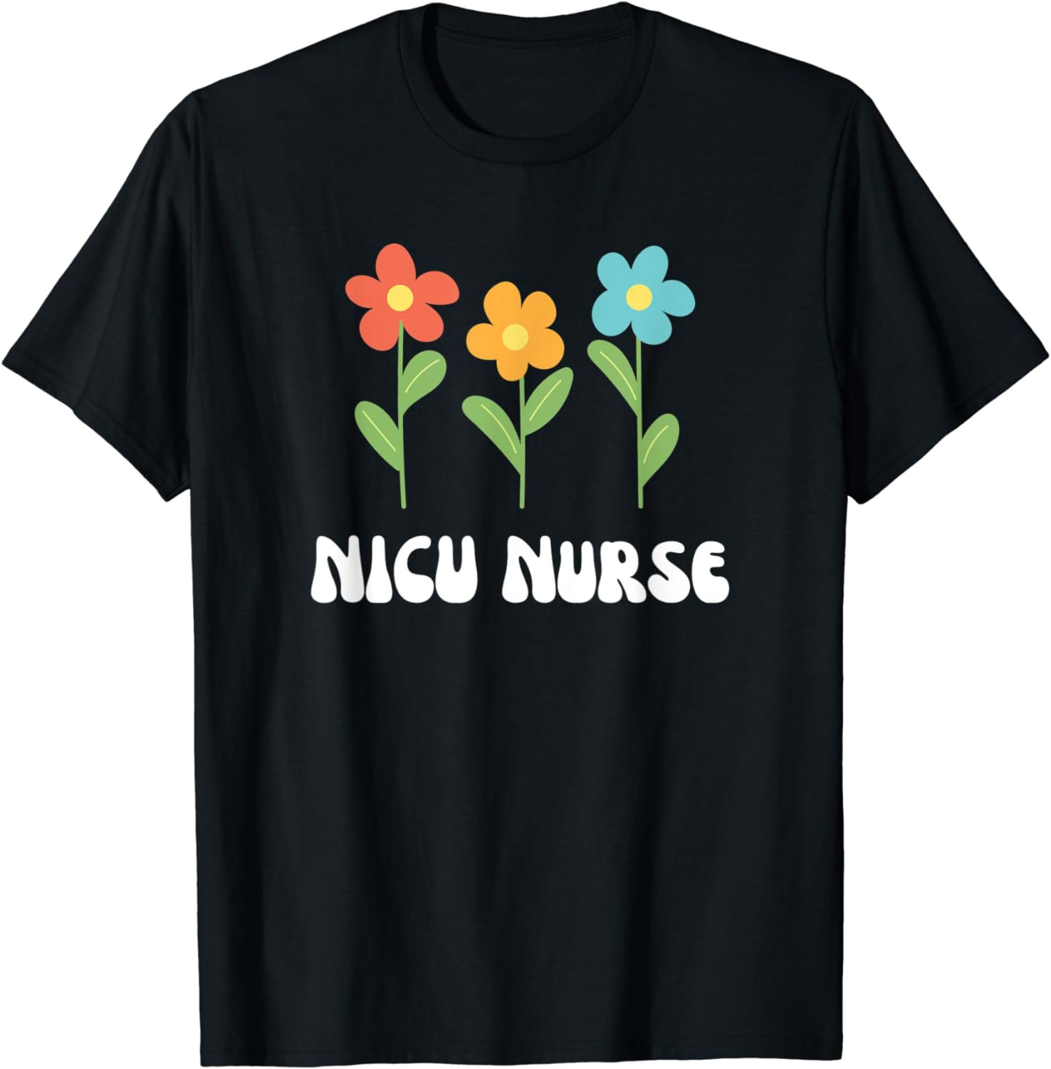 NICU Nurse Retro Groovy Spring Flowers RN Nursing Cute T-Shirt