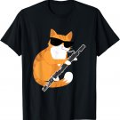 Cute Music Cat Sunglasses Musical Instrument Bassoon Player T-Shirt