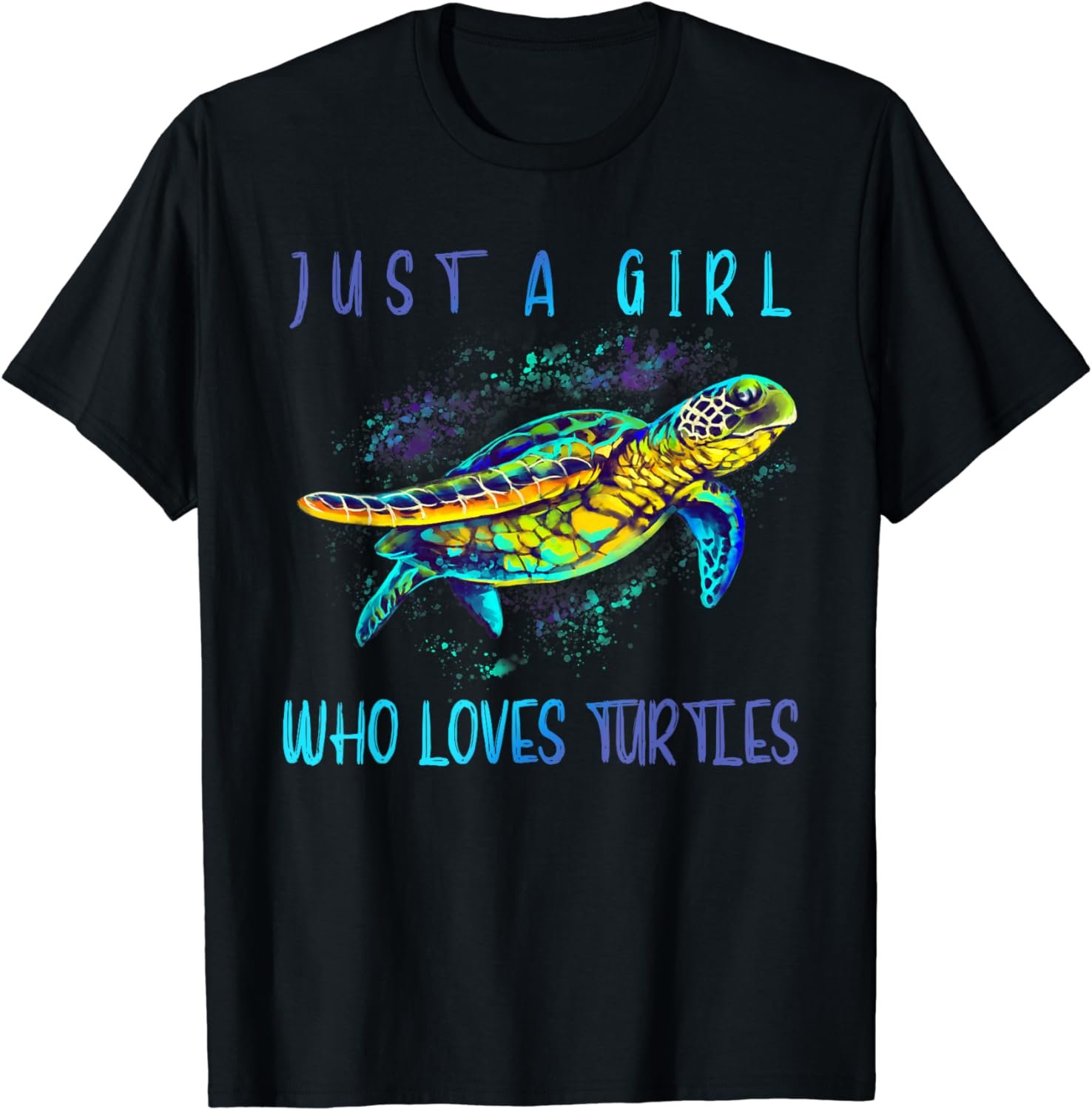 Funny Turtle Watercolor Sea Ocean Art Lovers Girl Outfit T-Shirt