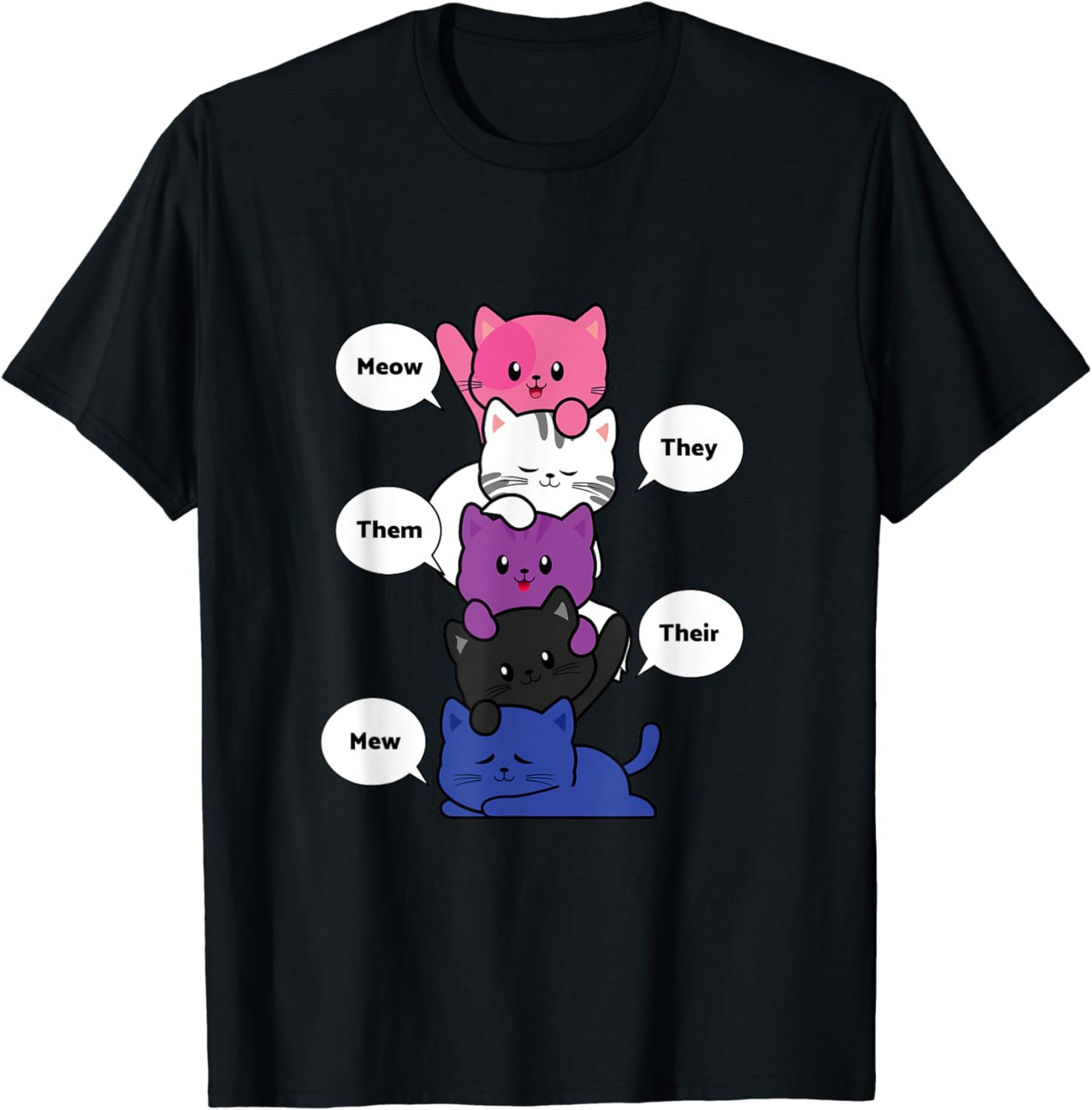 Genderfluid Cat LGBT Gender Fluid Pride Flag They Them Their T-Shirt