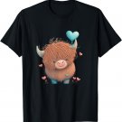 Cute Highland Cow Valentine's Day Farm Cow Lover Valentine T-Shirt