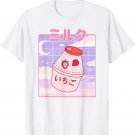 Cute Cottagecore Kawaii Strawberry Milk Carton Japan Pink T-Shirt