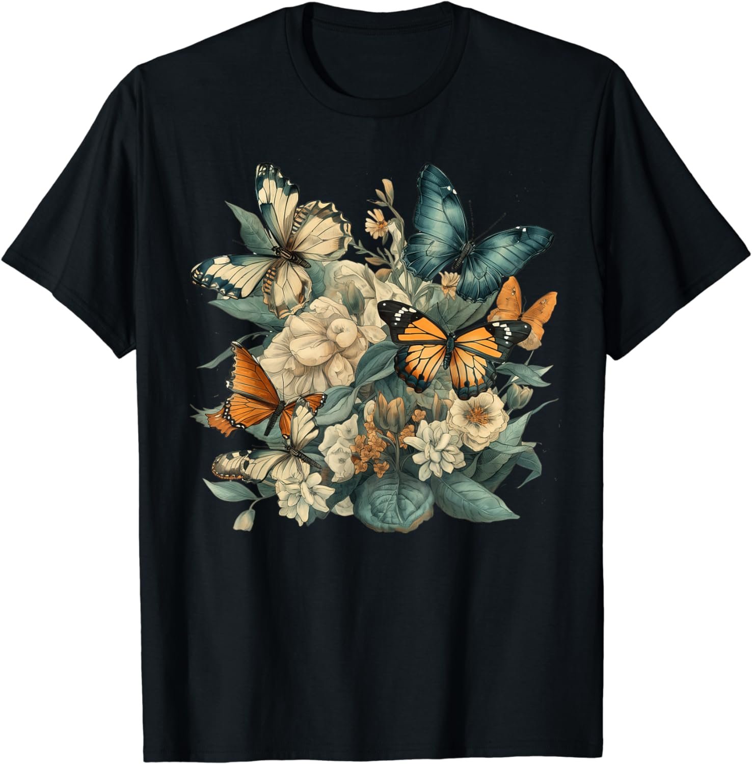 Cute Cottagecore Floral Butterfly Aesthetic Girls Graphic T-Shirt