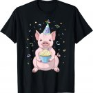 Cute Pink Pig Party Hat 50th Birthday Cupcake Gift T-Shirt
