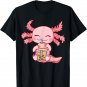 Kawaii Axolotl Drinking Boba Bubble Tea Anime Girls Teens T-Shirt
