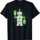 Kids St Patricks Day Shirt Cute Shamrock Robot Gift