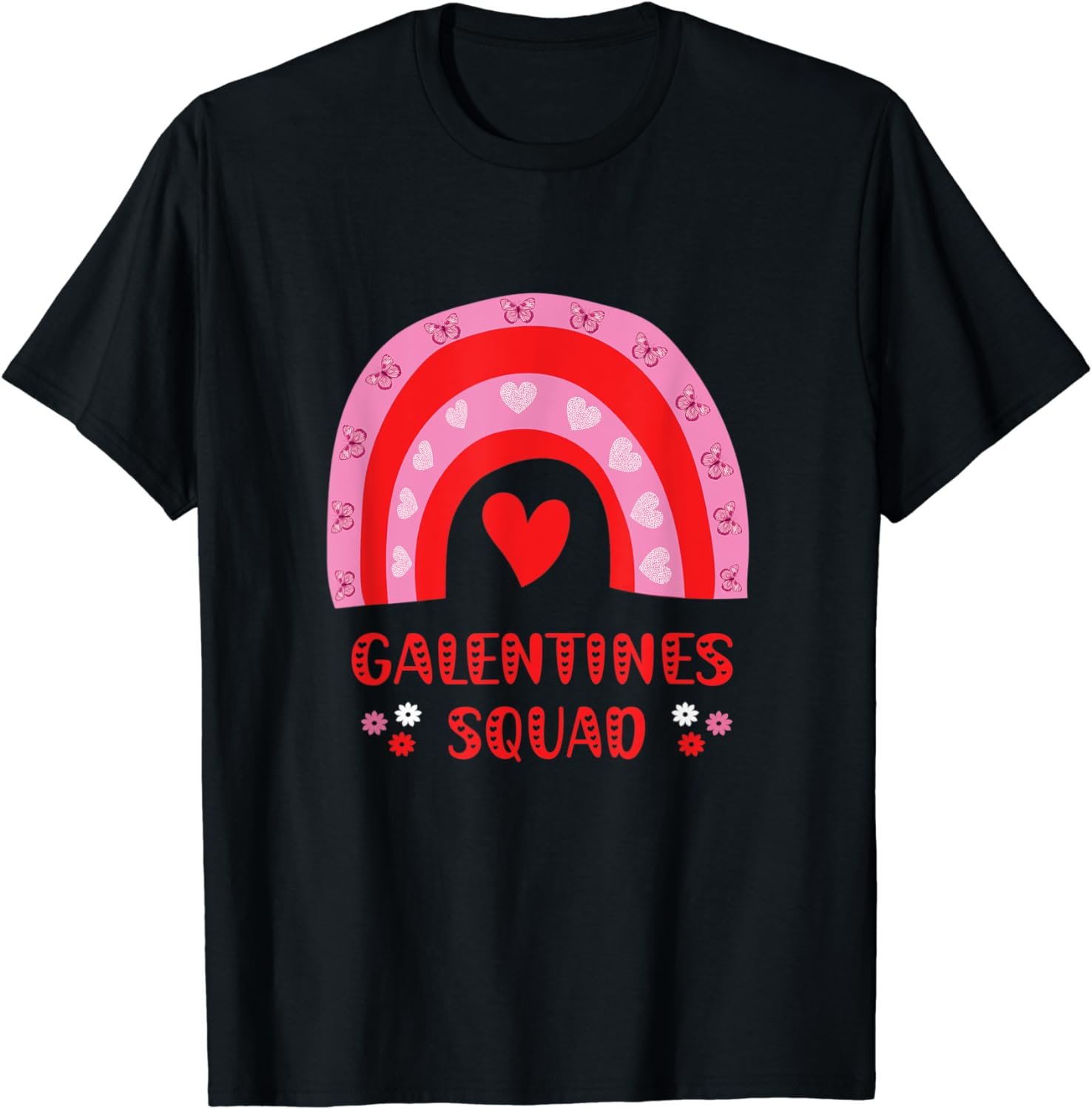 Galentines Squad Valentine's Day Rainbow Hearts Butterflies T-Shirt